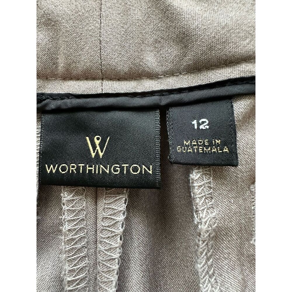 Beige Dress Pants Size 12 Workwear Solid Front Zipper- Worthington - Picture 5 of 6